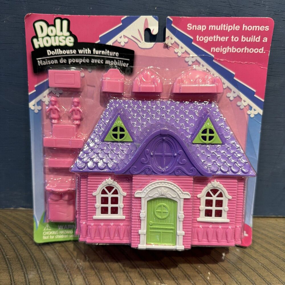Greenbrier Dollhouse & Furniture pink & purple roof kids girls toy